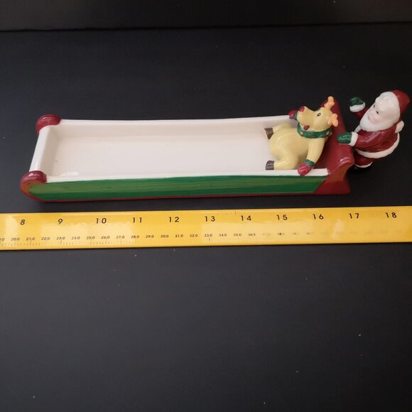 New Santa & Rudolph Sleigh Cracker Dish or Holiday Serving Dish - Picture 7 of 7